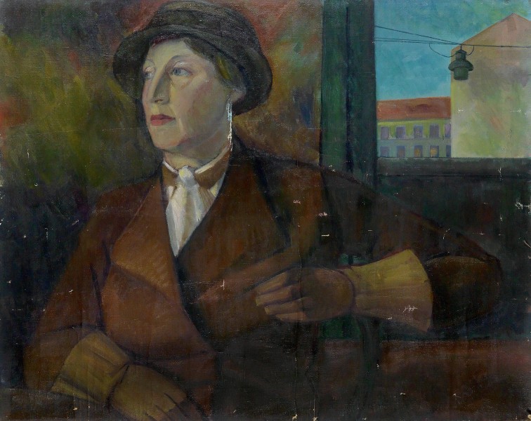 Maximilian Reinitz Bildnis einer Frau mit gelben Handschuhen