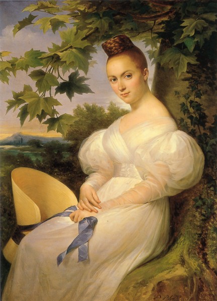Merry-Joseph Blondel Portrait of a Woman Seated Beneath a Tree