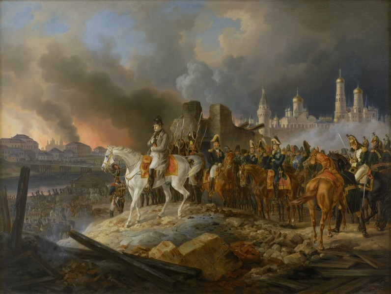 Napoleon in burning Moscow - Adam Albrecht (1841)