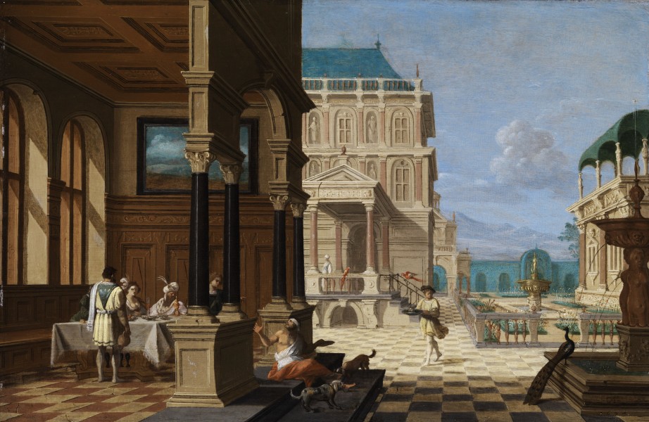 Nicolaes de Giselaer Palasthof mit Loggia
