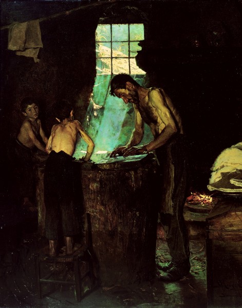 P. S. Krøyer - Italienske landsbyhattemagere (1880)
