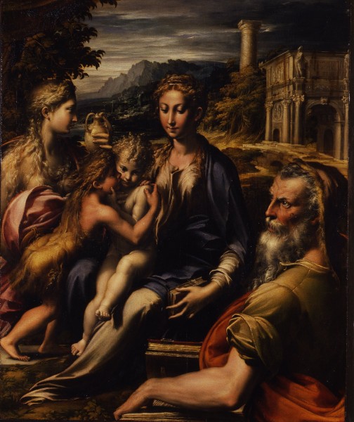 Parmigianino - Madonna con Bambino e angeli, detta Madonna dal collo lungo - Google Art Project