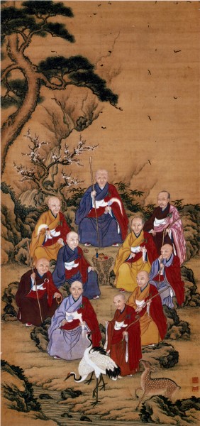 Patriarchs of Zen Buddhism Yamamoto Jakurin Hanging scroll color on silk Kofukuji-ji temple Nagasaki Pref