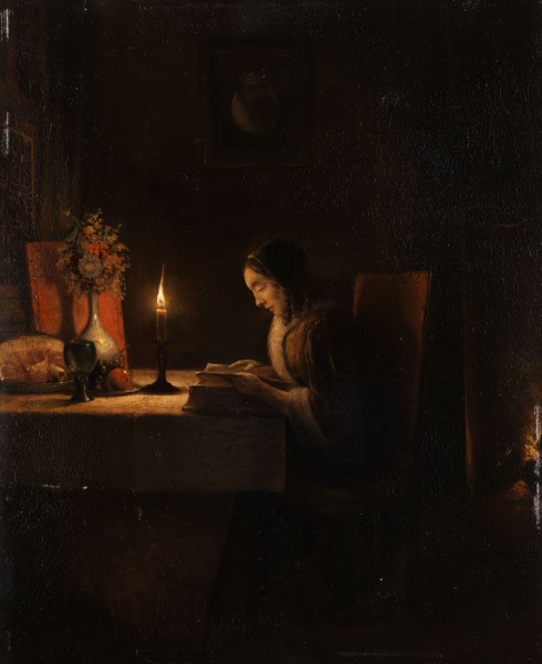 Petrus van Schendel Lektüre bei Kerzenlicht