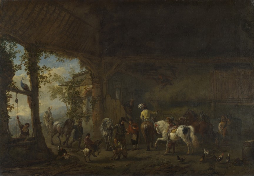 Philips Wouwerman - The Interior of a Stable (1650s)
