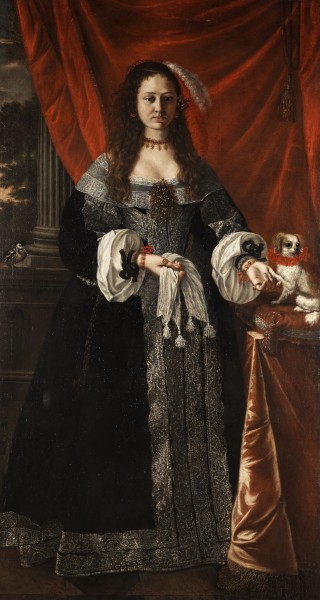 Pier Francesco Cittadini (circle) Porträt einer adeligen Dame mit Hündchen