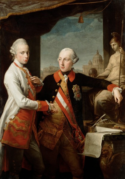 Pompeo Batoni - Emperor Joseph II with Grand Duke Pietro Leopoldo of Tuscany - Google Art Project
