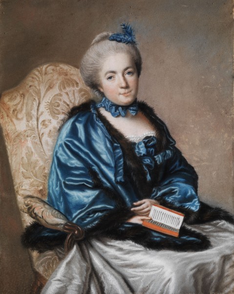 Portrait einer Dame mit Buch Frankreich c1770