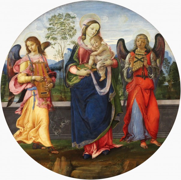 Raffaellino del Garbo - Mary with child and two angels playing music - Gemäldegalerie Berlin