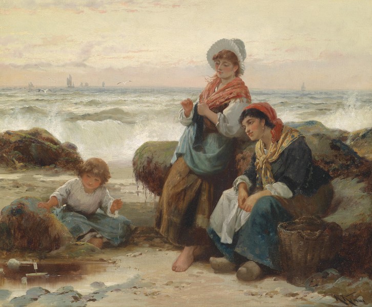 Robert Kemm Fisherwomen with Child on the Coast