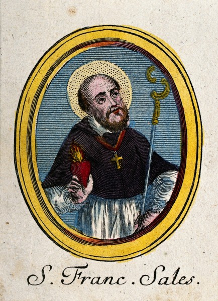 Saint Francis of Sales. Coloured etching. Wellcome V0033299