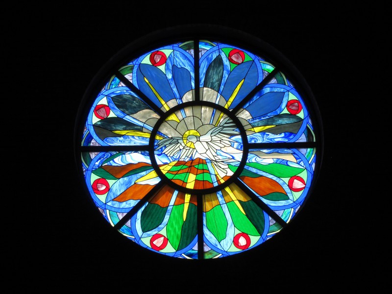 Saint John Neumann Church (Sunbury, Ohio) - stained glass, Holy Spirit rose window
