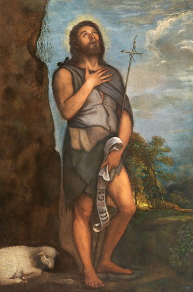 Saint John the Baptist by Titian. Oil on canvas, Museo Nacional del Prado