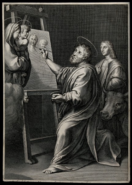 Saint Luke. Engraving after Raphael. Wellcome V0032574