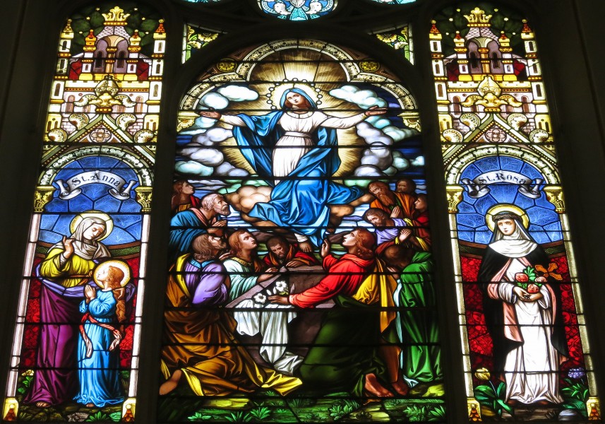 Saint Mary Catholic Church (Dayton, Ohio) - stained glass, Assumption with St. Anne & St. Rose