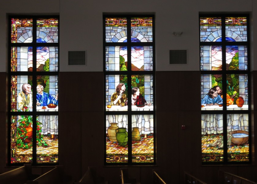 Saint Maximilian Kolbe Catholic Church (Liberty Township, Ohio) - stained glass, The Last Supper bank 1