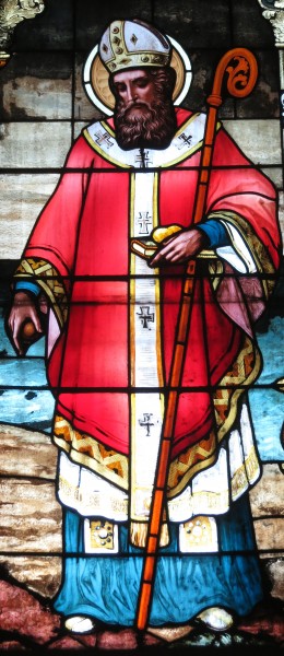 Saint Nicholas Catholic Church (Zanesville, Ohio) - stained glass, St. Nicholas - detail