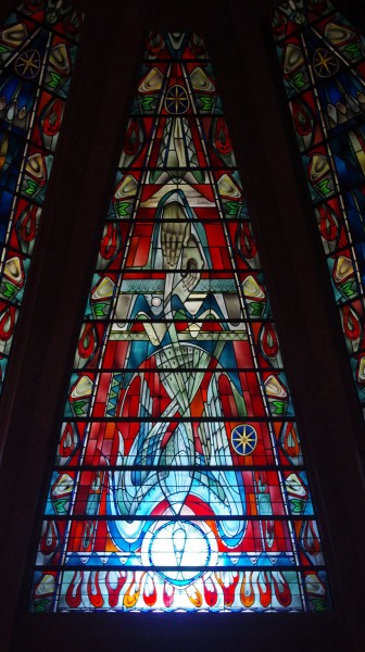 Saint Patrick Church (Cedar Rapids, Iowa) - stained glass, apse, Father & Holy Spirit