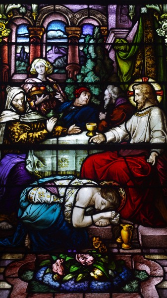 Saint Patrick Church (Columbus, Ohio) - stained glass, Washing Jesus' feet with tears