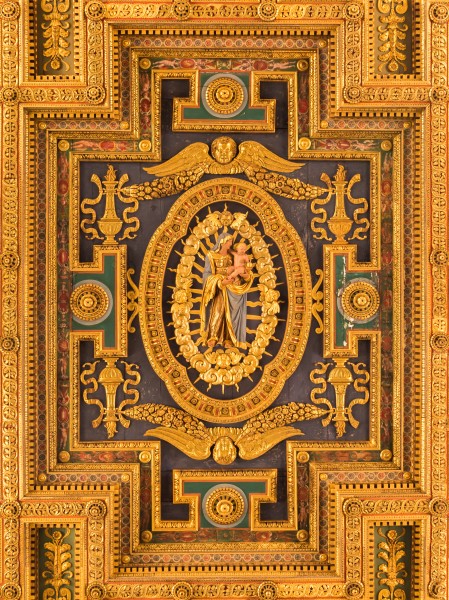 Santa Maria in ara Coeli ceiling detail madonna and child, Capitole, Rome, Italy