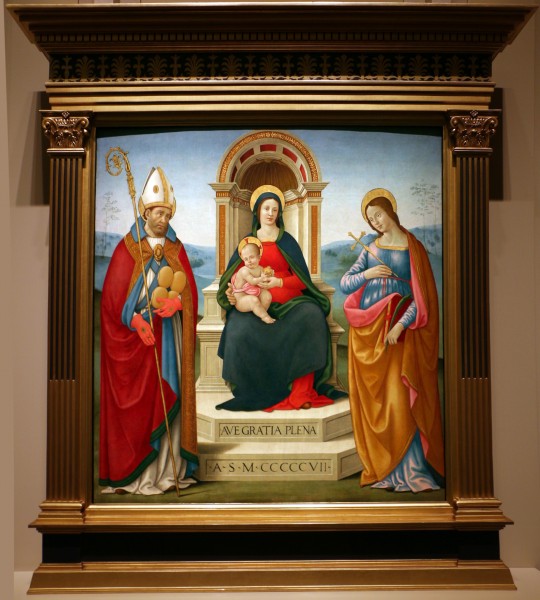 Sebastiano mainardi, madonna col bambino in trono tra i ss, giusto di volterra e margherita d'antiochia, 1507, 01