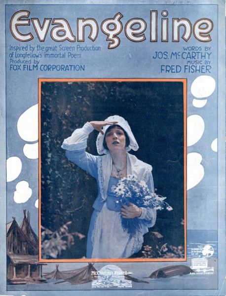 Sheet music cover - EVANGELINE (1919)