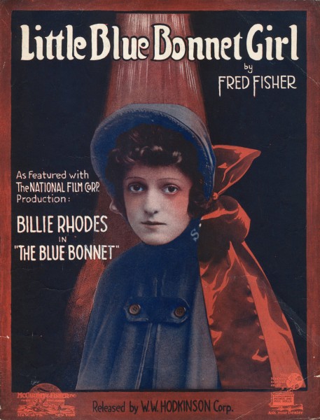 Sheet music cover - LITTLE BLUE BONNET GIRL (1919)