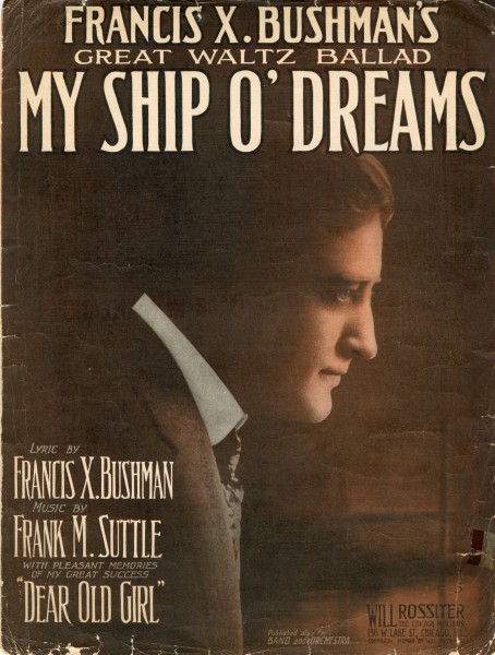 Sheet music cover - MY SHIP O' DREAMS (1915)