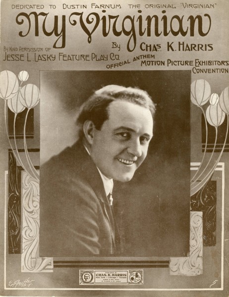 Sheet music cover - MY VIRGINIAN (1914)