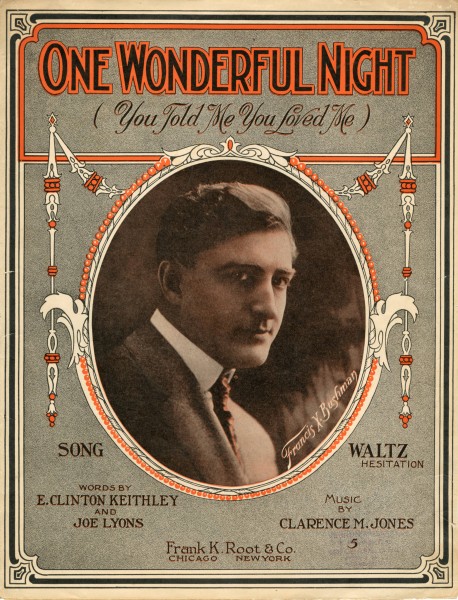 Sheet music cover - ONE WONDERFUL NIGHT - HESITATION WALTZ (1914)
