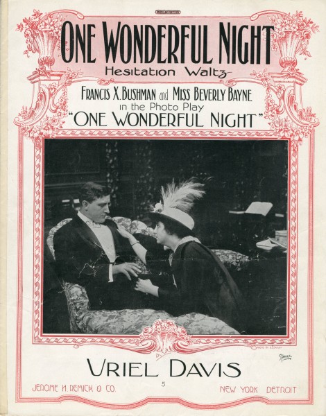 Sheet music cover - ONE WONDERFUL NIGHT (1914)