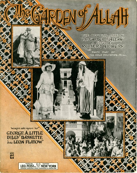 Sheet music cover - THE GARDEN OF ALLAH (1917)
