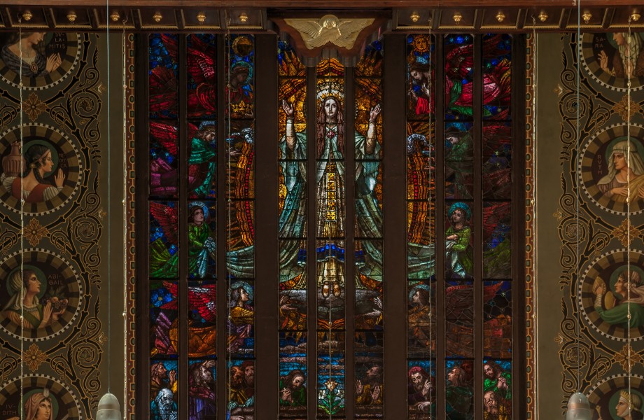 Stained glass windows in São Bento Monastery, São Paulo, Brazil
