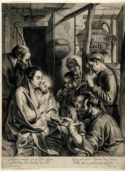 The adoration of the shepherds at the birth of Christ. Engra Wellcome V0048951
