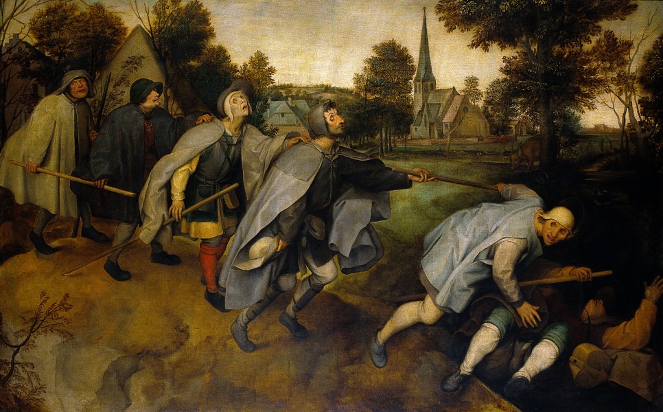 The blind leading the blind. Oil painting after Pieter Brueg Wellcome V0017252