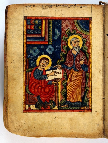 The Four Gospels, 1495, the Evangelist dictating his Gospel Wellcome L0031110
