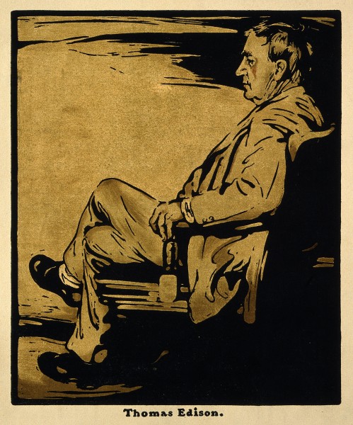 Thomas Alva Edison. Reproduction of woodcut by W. Nicolson ( Wellcome V0001737