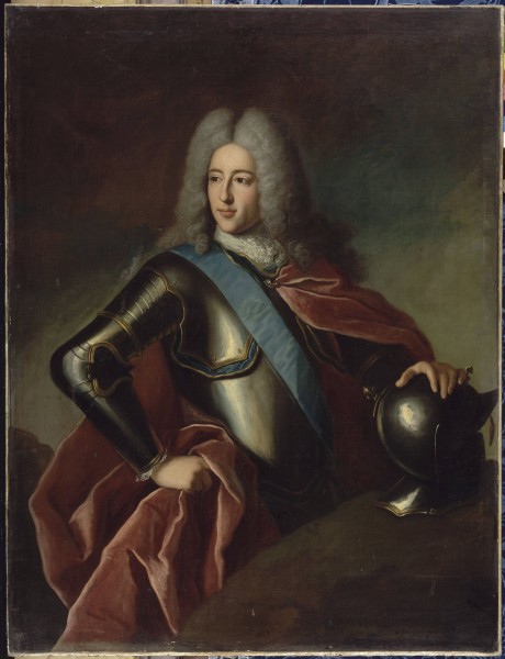Undated portrait painting of Louis Henri de Bourbon, Duke of Bourbon (1692-1740) wearing armour and the sash of the Order of the Holy Spirit by an unknown artist