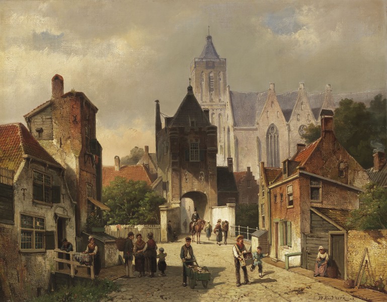 Willem Koekkoek - Nederlands Stadsgezicht (ca.1880)