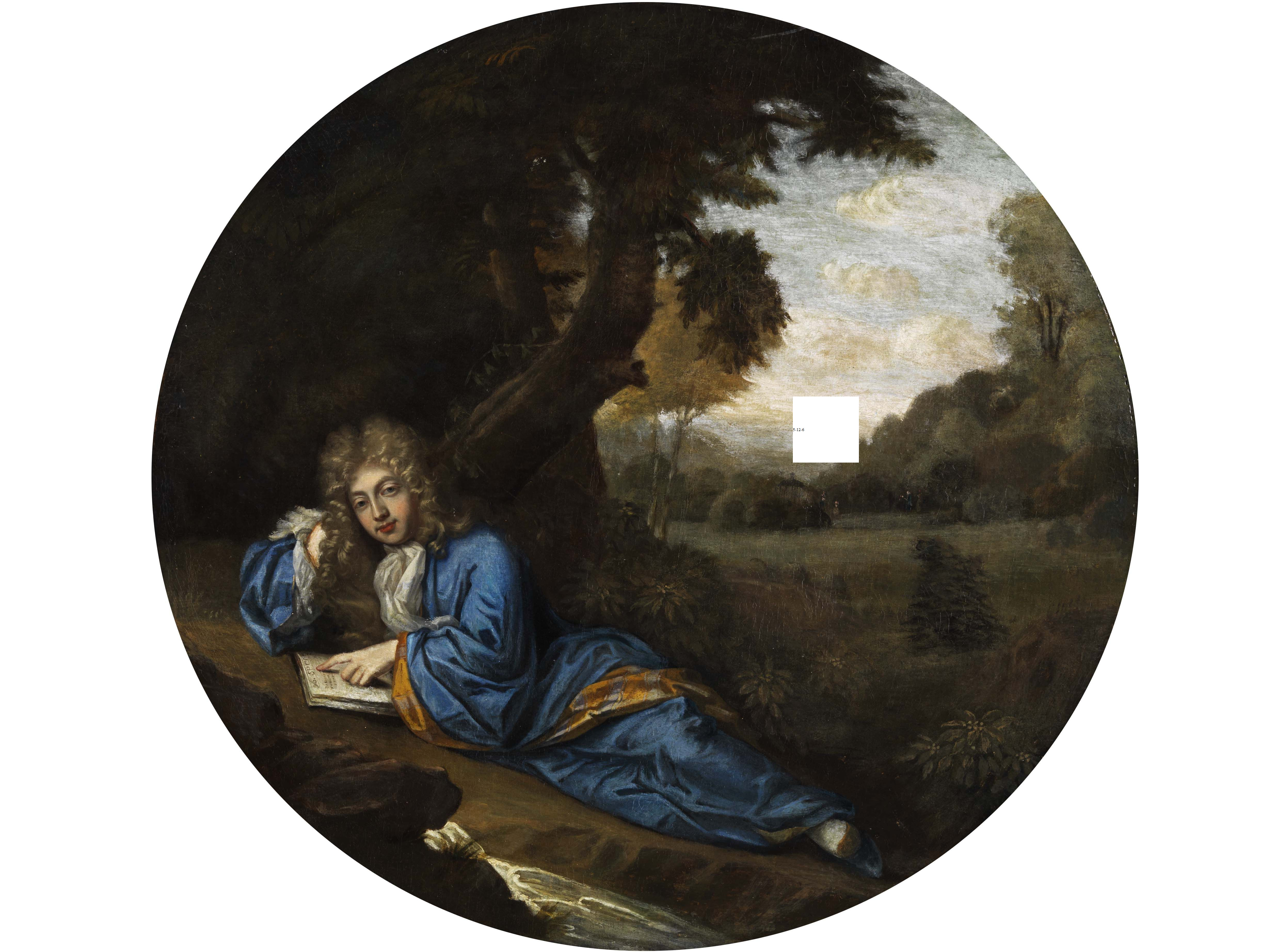 Reading nobleman in a park French 18th century