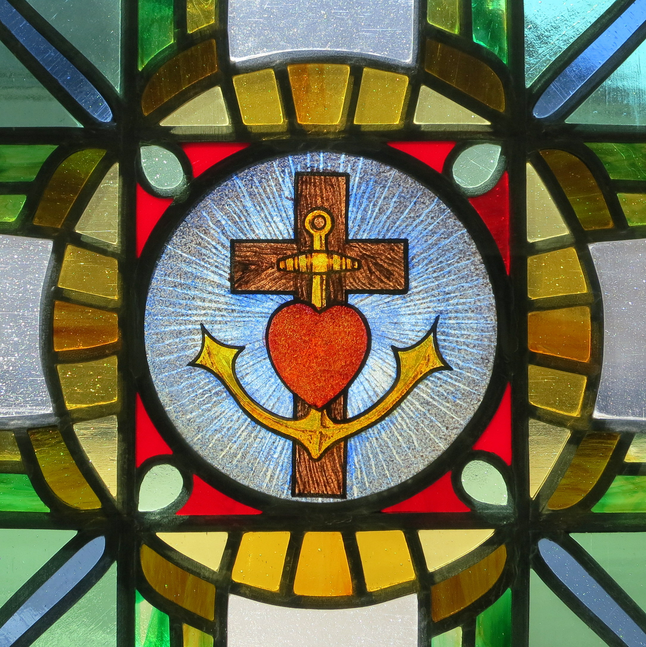 Saint Teresa of the Child Jesus Catholic Church (Springfield, Ohio) - stained glass, heart-cross-anchor