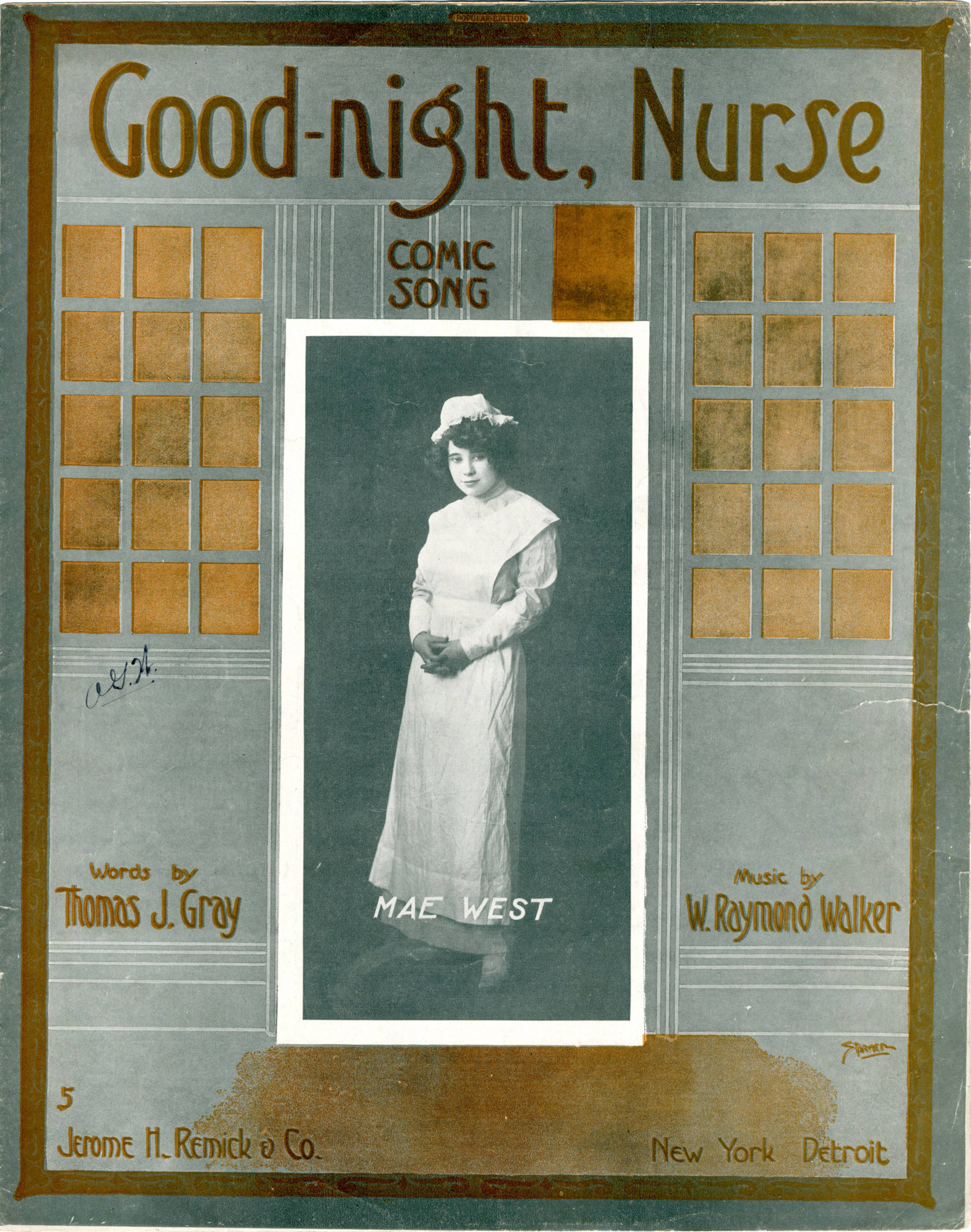 Sheet music cover - GOOD NIGHT NURSE (1912)