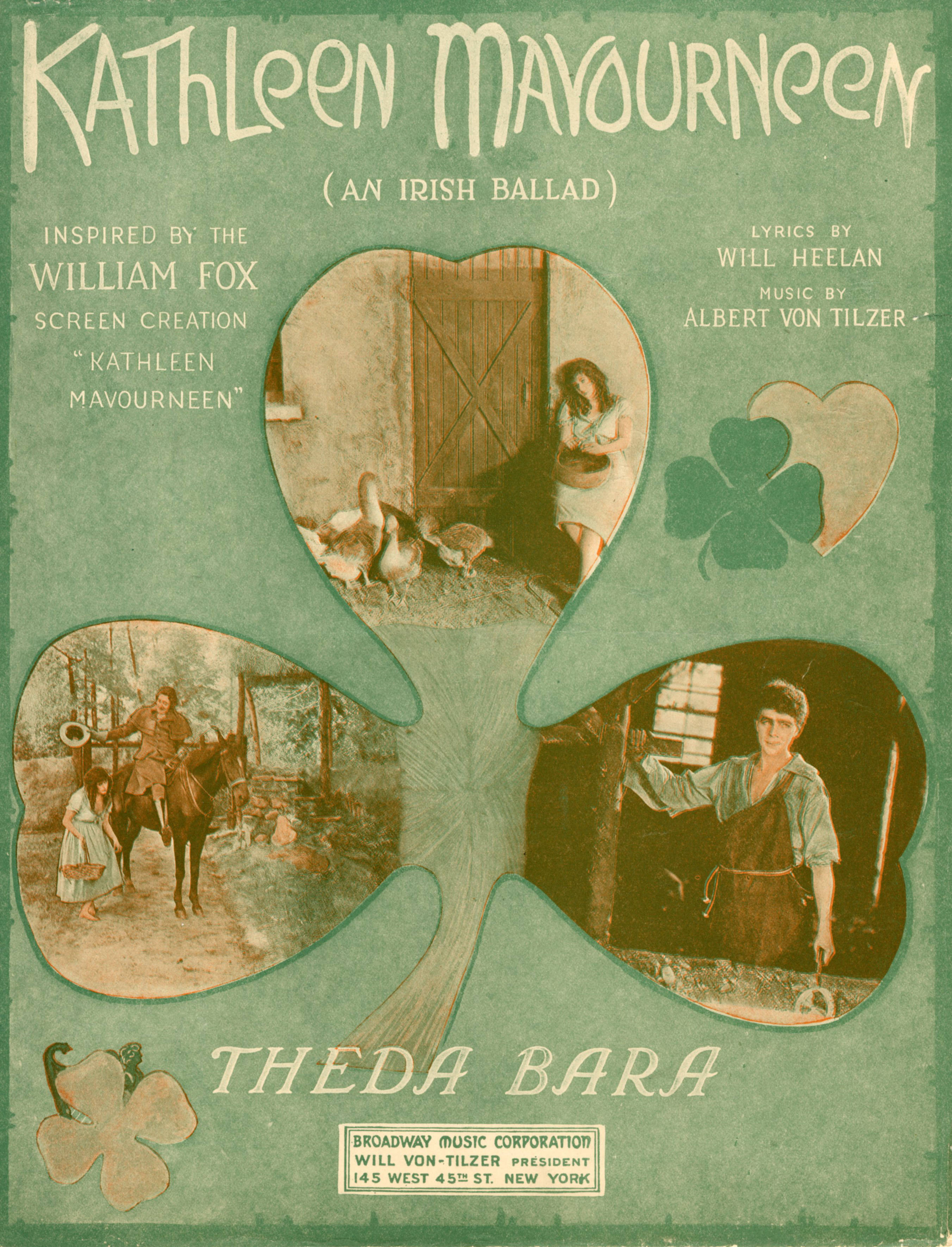 Sheet music cover - KATHLEEN MAVOURNEEN (1919)
