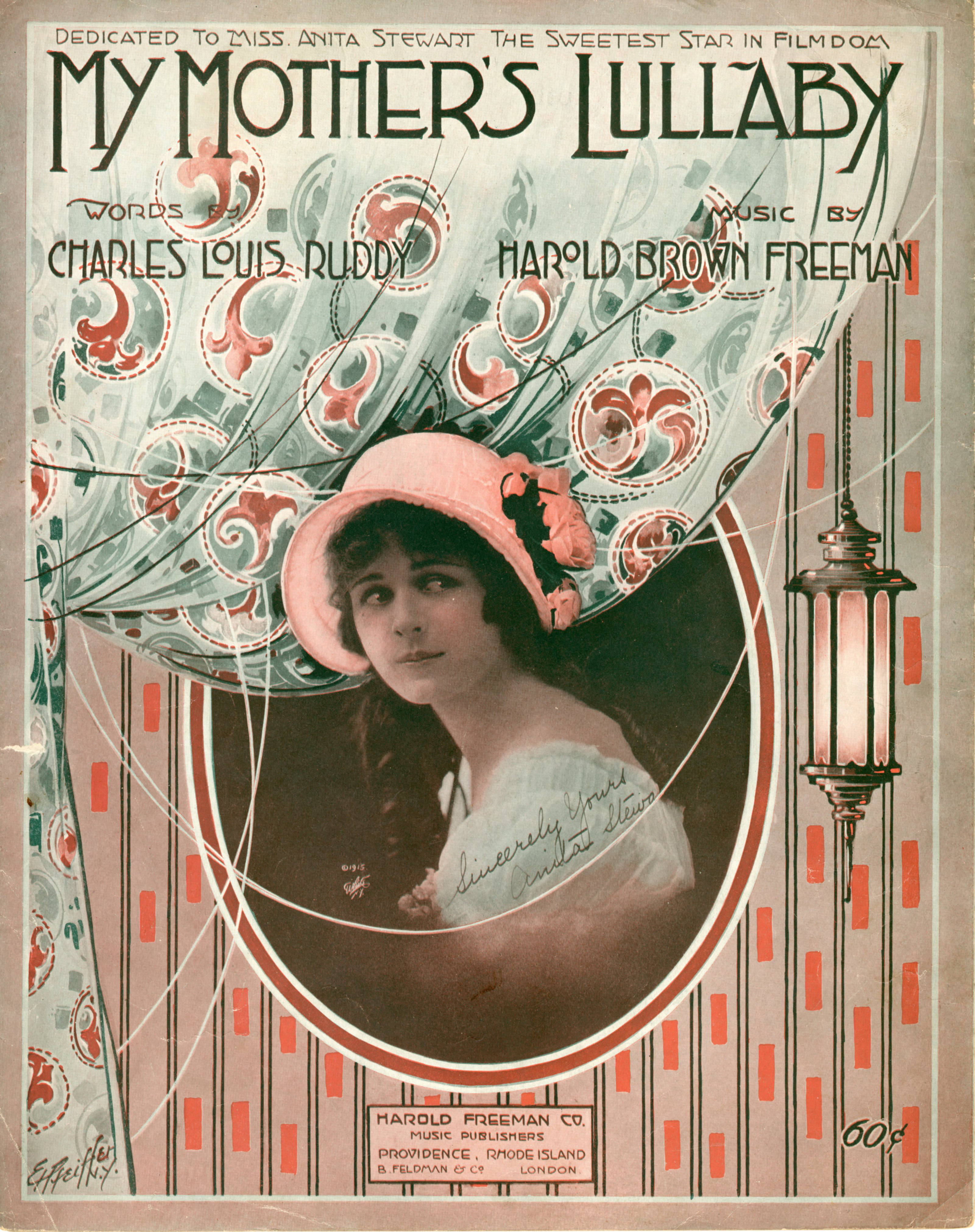Sheet music cover - MY MOTHER'S LULLABY - SONG (1917)