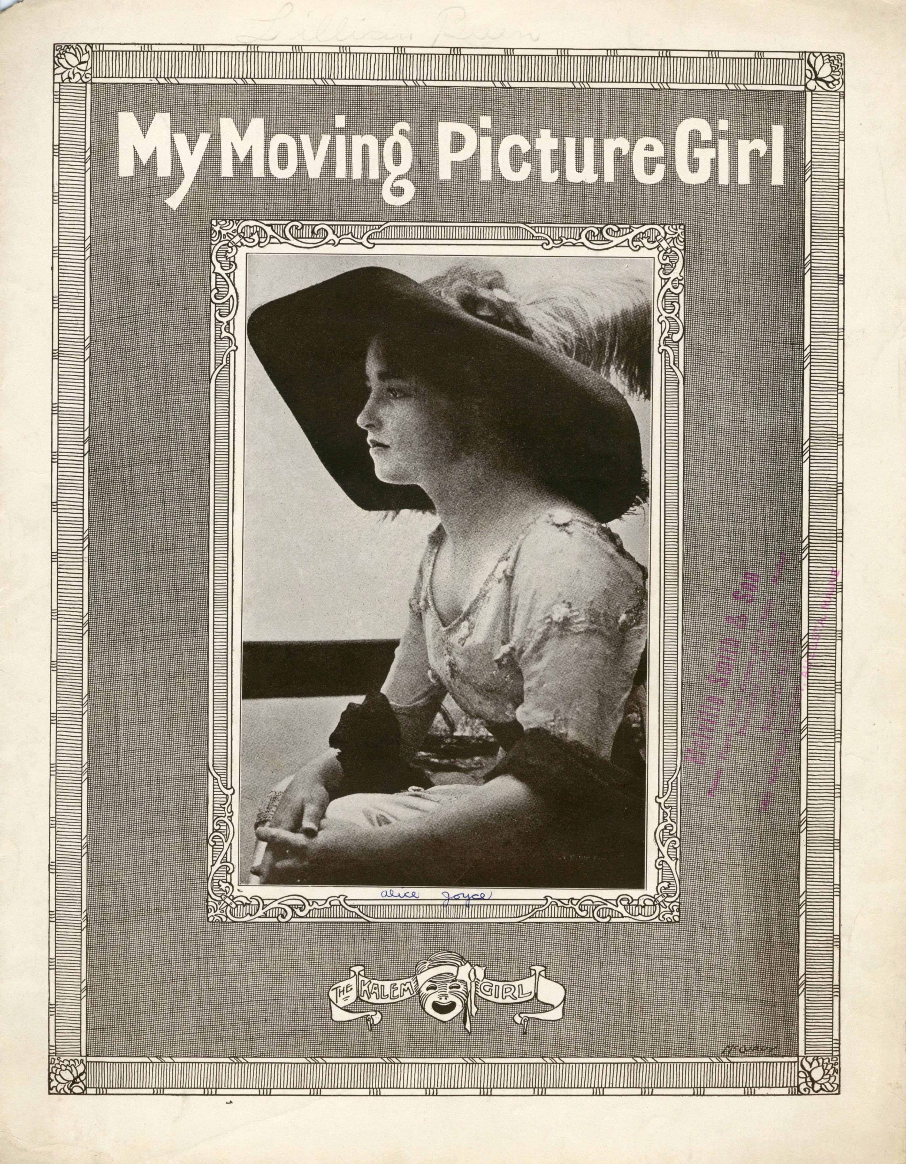 Sheet music cover - MY MOVING PICTURE GIRL (1913)