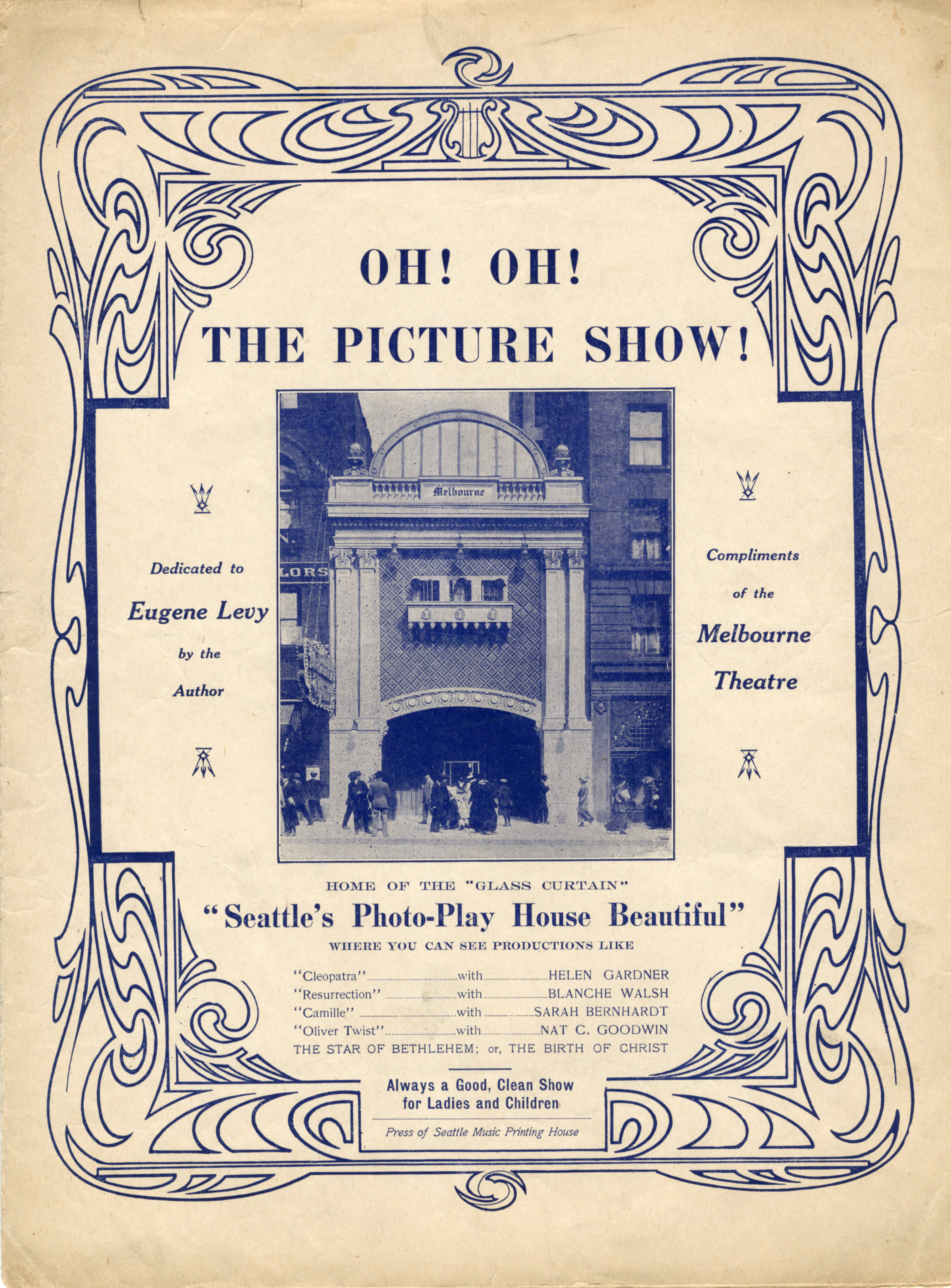 Sheet music cover - OH! OH! THE PICTURE SHOW! (1913)