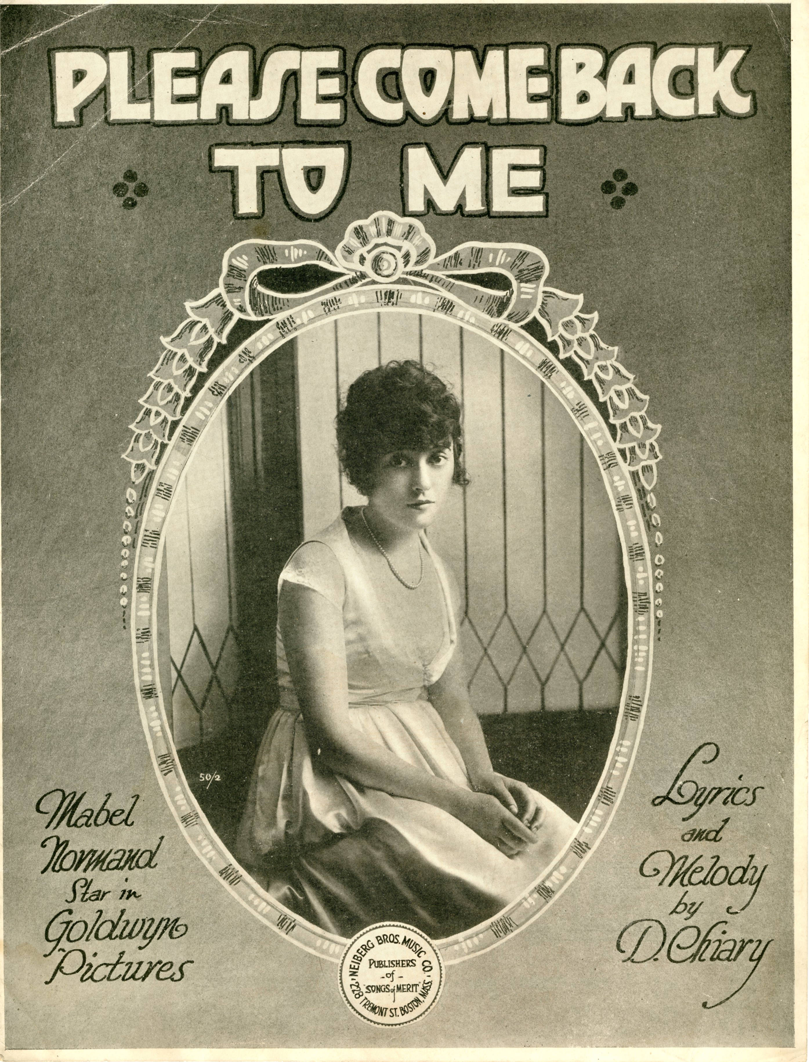 Sheet music cover - PLEASE COME BACK TO ME (1919)