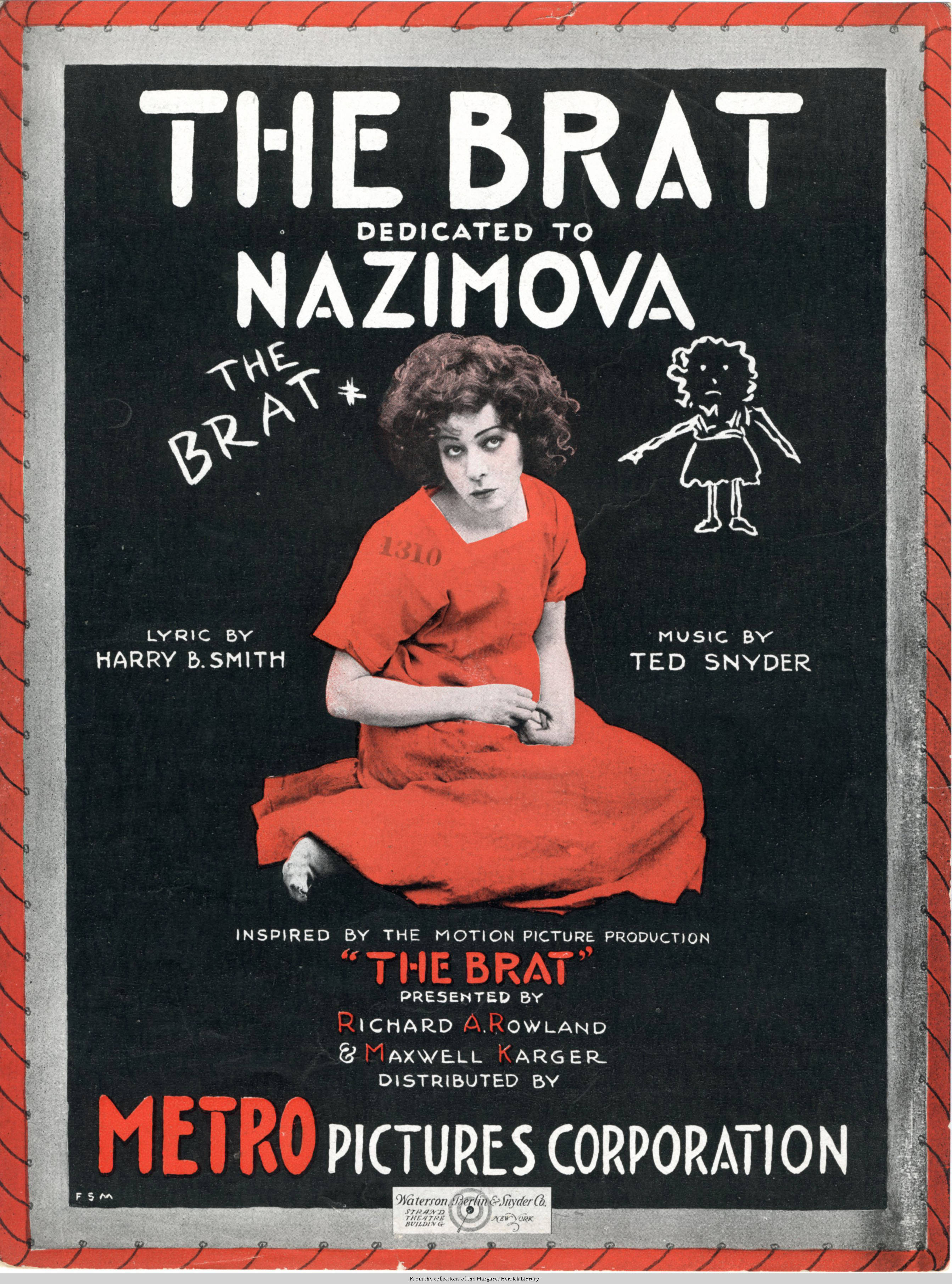 Sheet music cover - THE BRAT (1919)