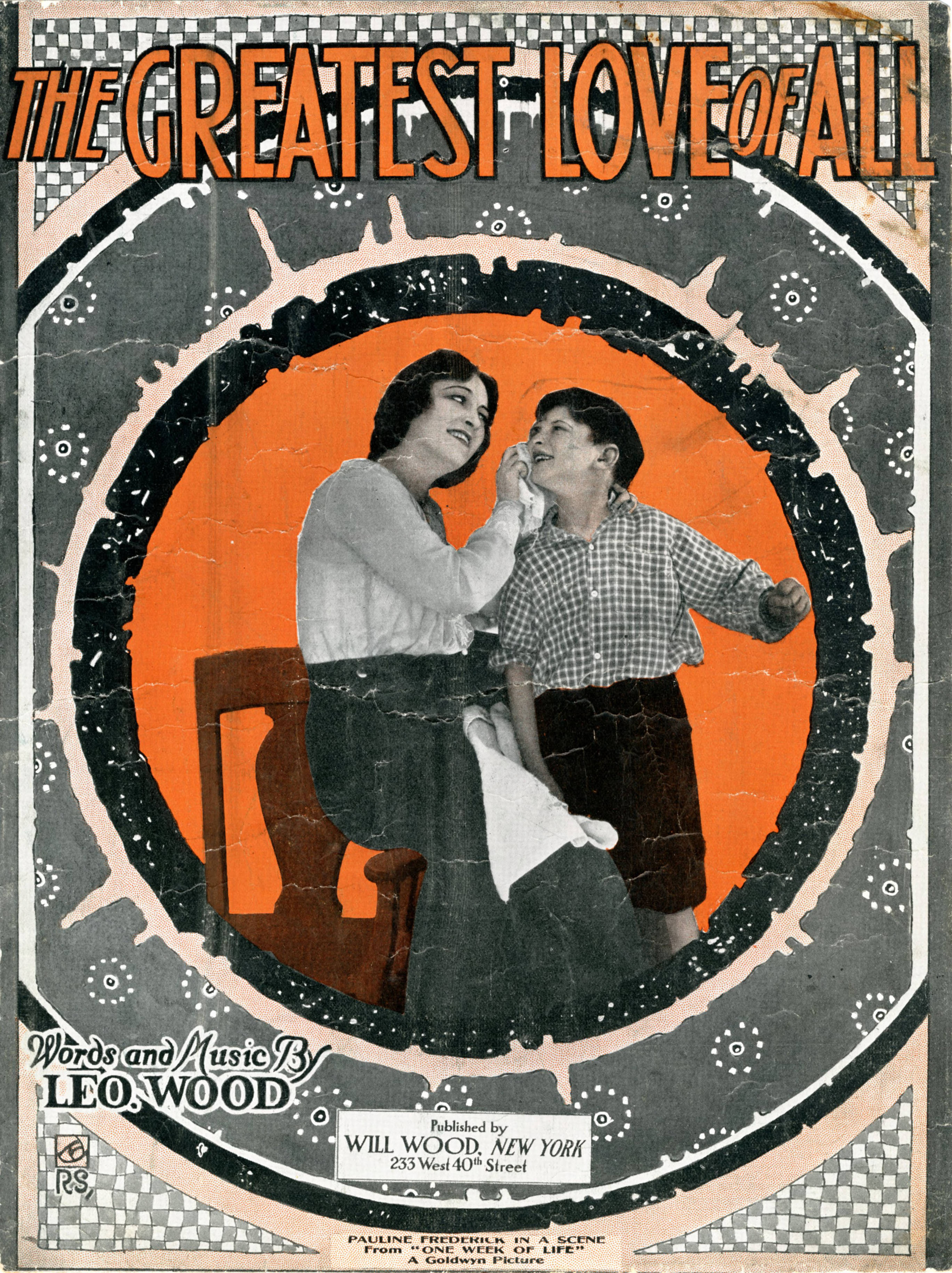 Sheet music cover - THE GREATEST LOVE OF ALL (1919)