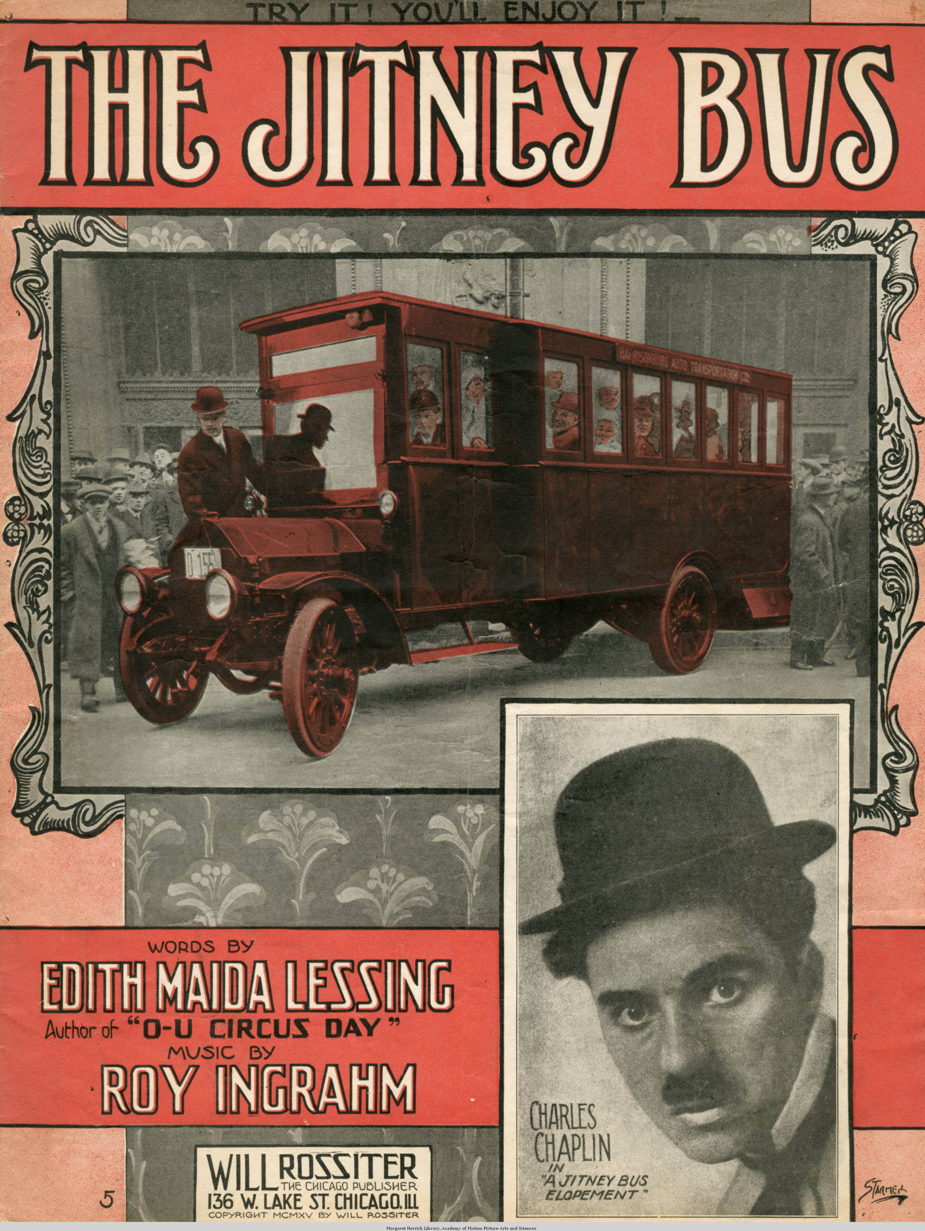 Sheet music cover - THE JITNEY BUS (1915)
